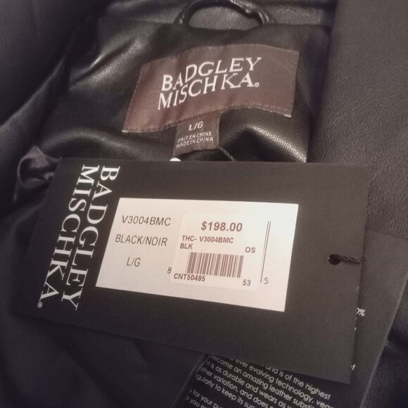 Badgley Mischka Vegan Leather Long Trench Coat | Classic Rock Style NWT (Size L) - Picture 2 of 6